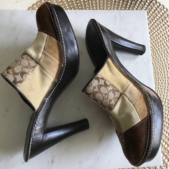 Coach Suede Leather Logo Mules - Picture 2 of 9